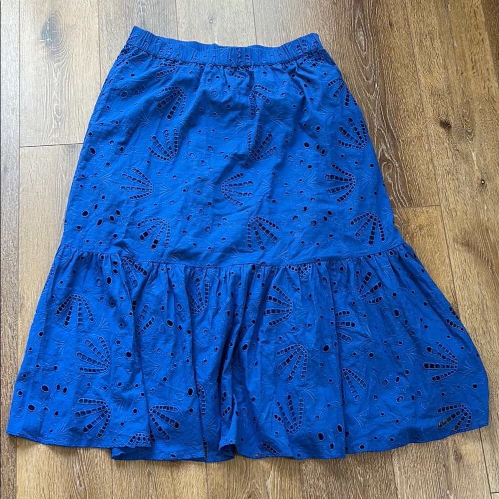Blue Eyelet Maxi Skirt